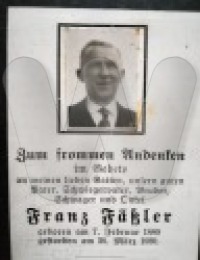 Totenzettel Franz Fäßler, 1880 - 1939